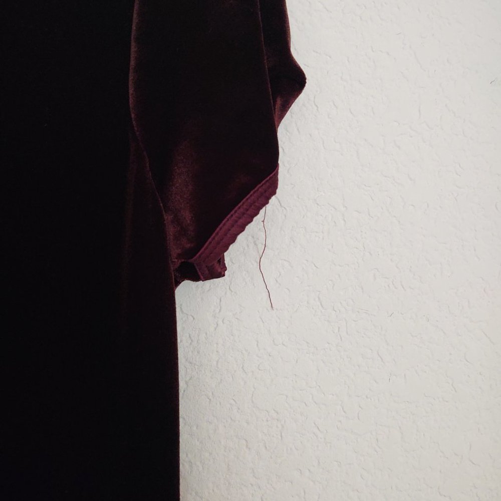 FLAUNT IT! WOMEN'S VELOUR VELVET FEEL BUTTERFLY ETCHED DARK BURGUNDY DRESS - Picture 8 of 15